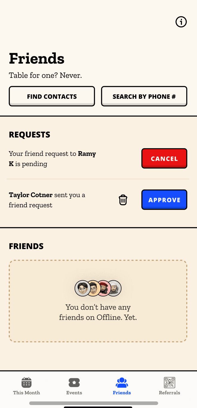 Friends Features in the App screenshot